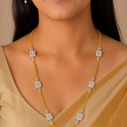 Leaflet Bridged Gold Silver Necklace Set