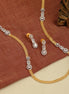 Leaflet Oval Gold Silver Necklace Set
