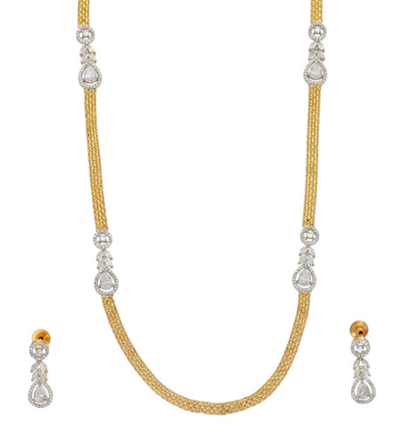 Leaflet Oval Gold Silver Necklace Set