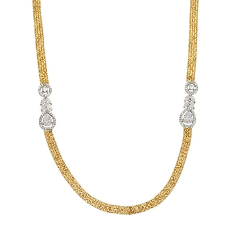 Leaflet Oval Gold Silver Necklace Set