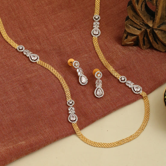 Leaflet Oval Gold Silver Necklace Set