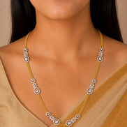 Leaflet Oval Gold Silver Necklace Set