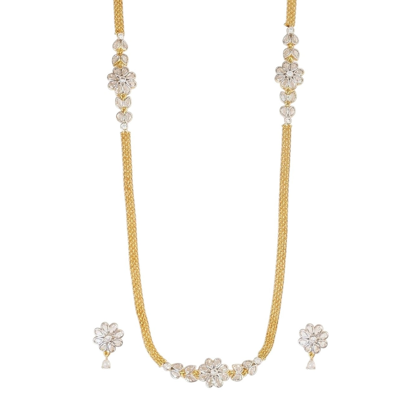 Radiant Floral Gold Silver Plated Necklace Set