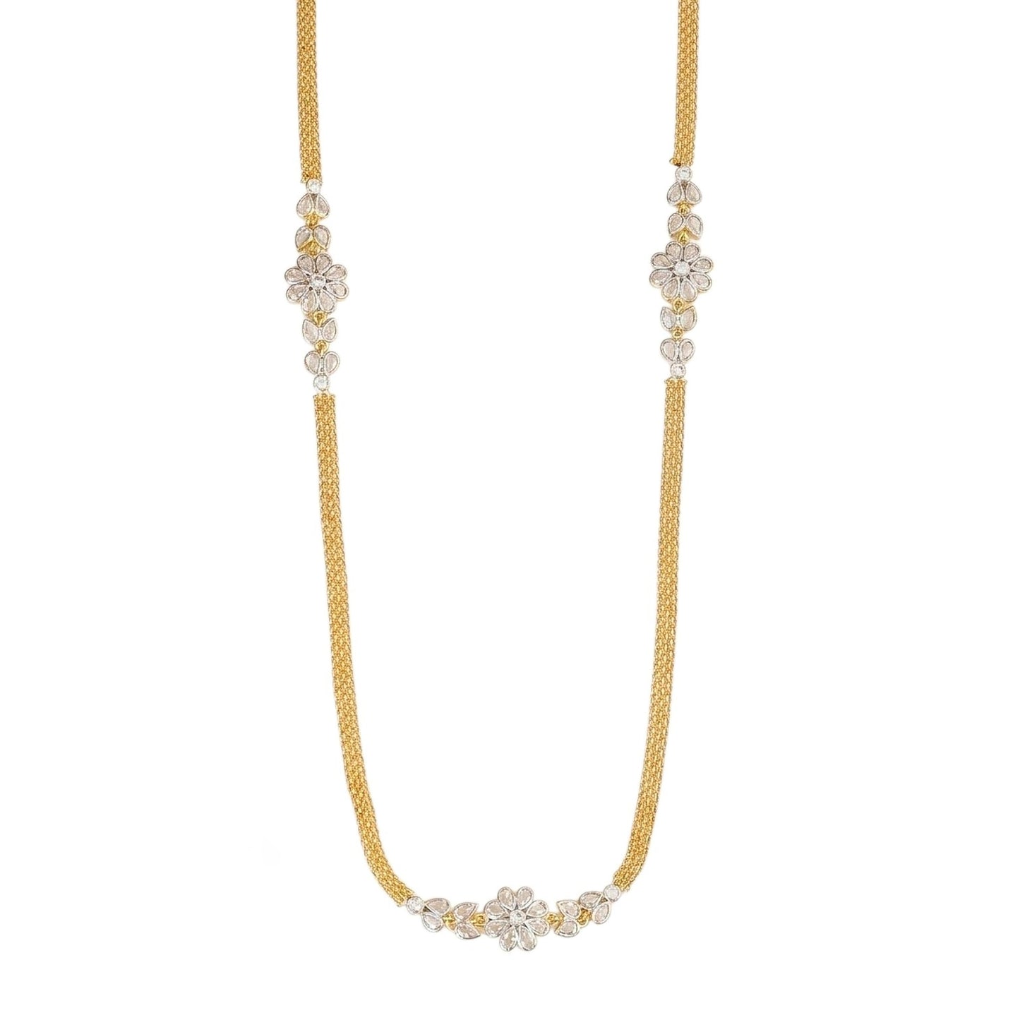 Radiant Floral Gold Silver Plated Necklace Set