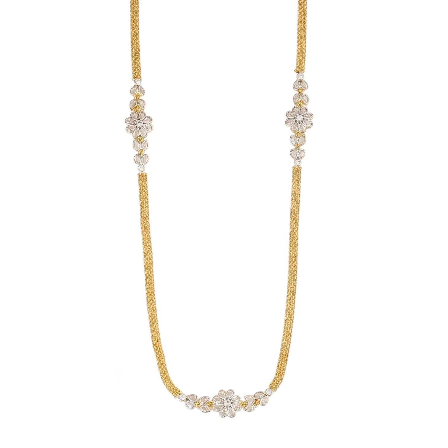Radiant Floral Gold Silver Plated Necklace Set