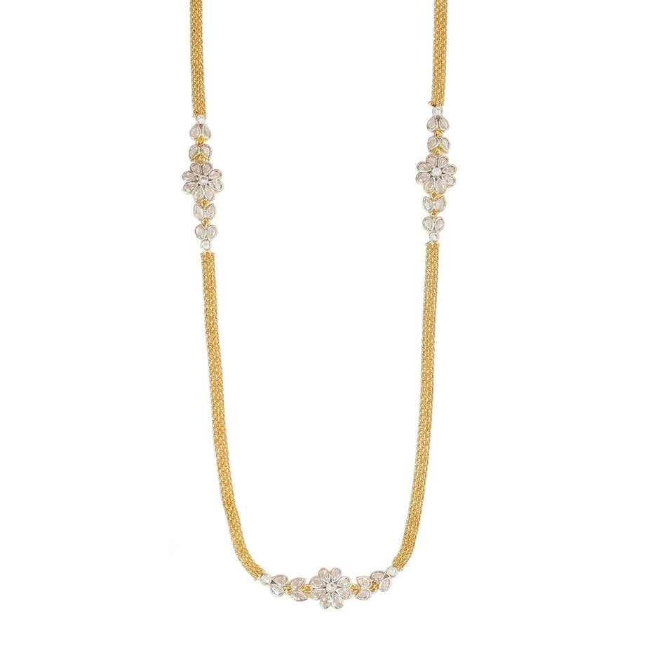 Radiant Floral Gold Silver Plated Necklace Set
