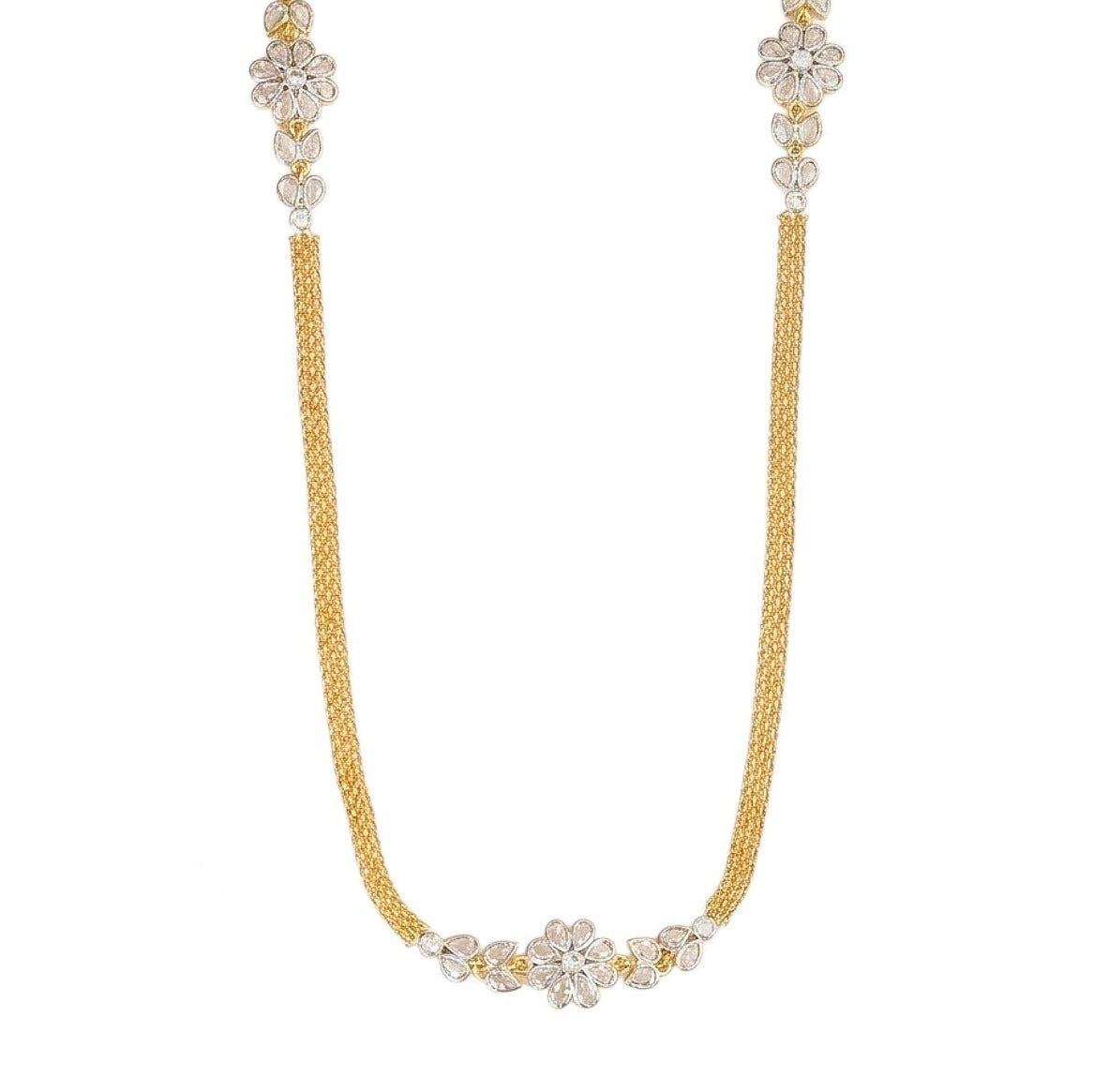 Radiant Floral Gold Silver Plated Necklace Set