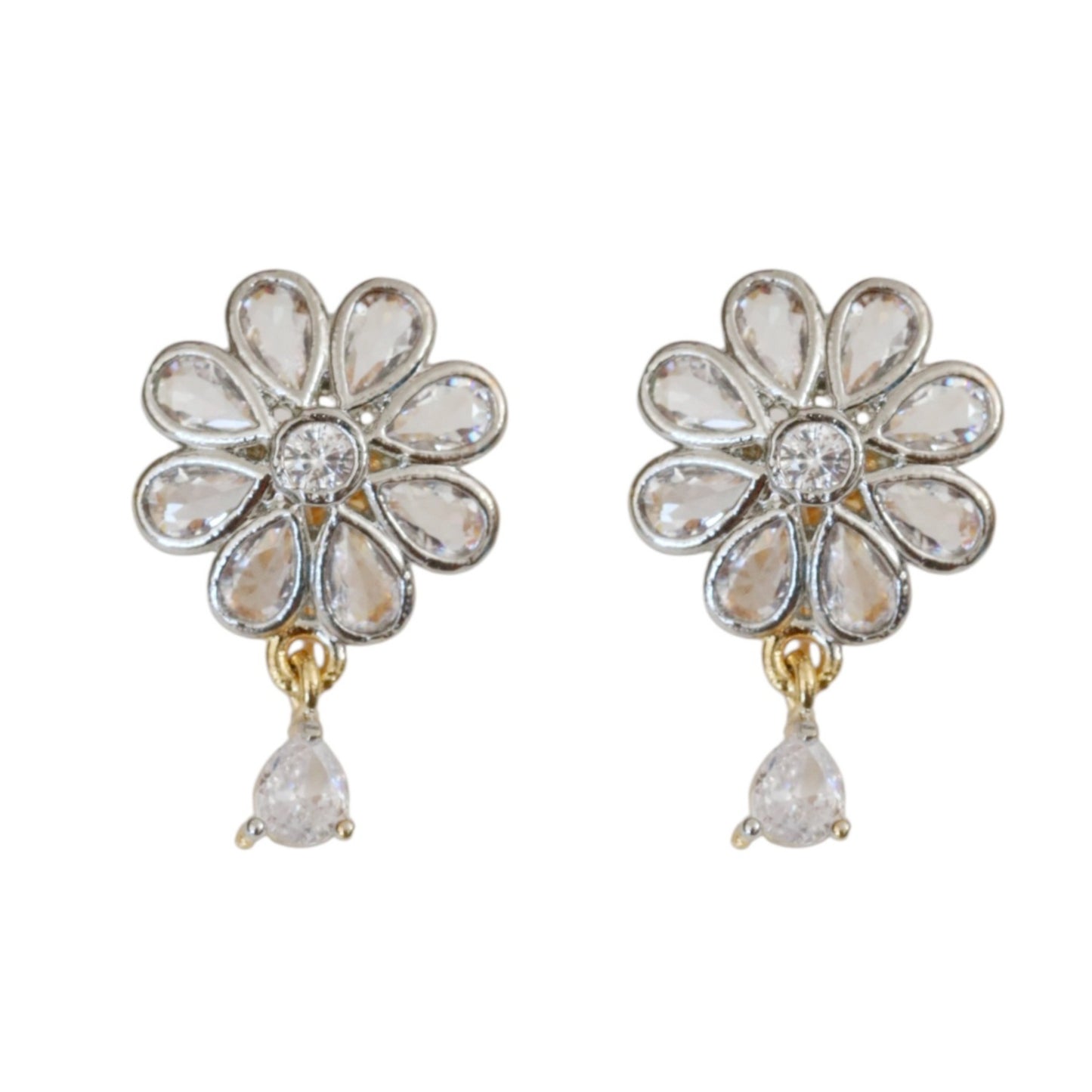 Radiant Floral Gold Silver Plated Necklace Set