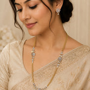 Radiant Floral Gold Silver Plated Necklace Set
