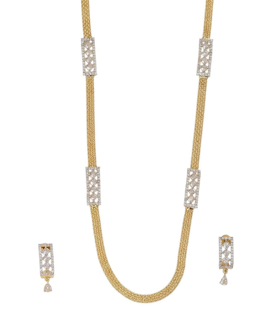 Radiant Crystal Gold Silver Plated Necklace Set