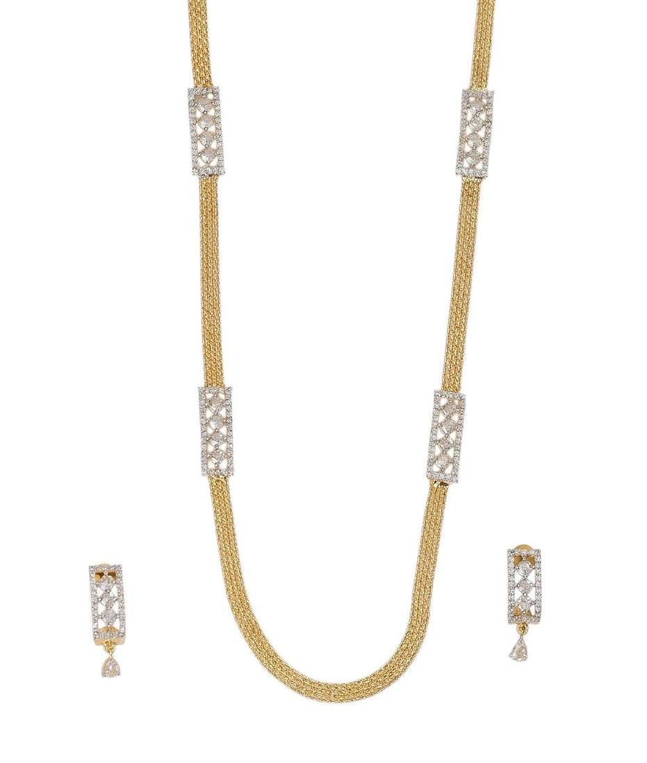 Radiant Crystal Gold Silver Plated Necklace Set