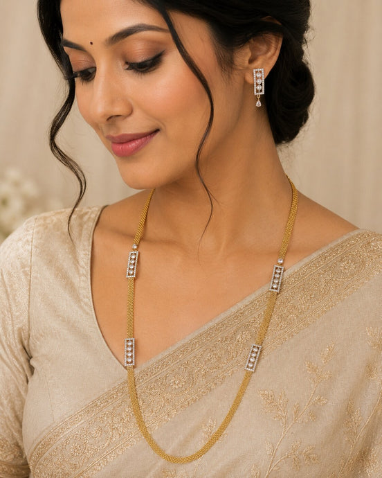 Radiant Crystal Gold Silver Plated Necklace Set