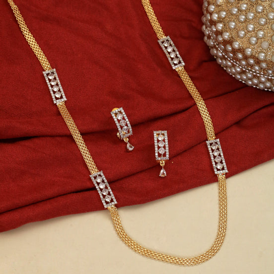 Radiant Crystal Gold Silver Plated Necklace Set