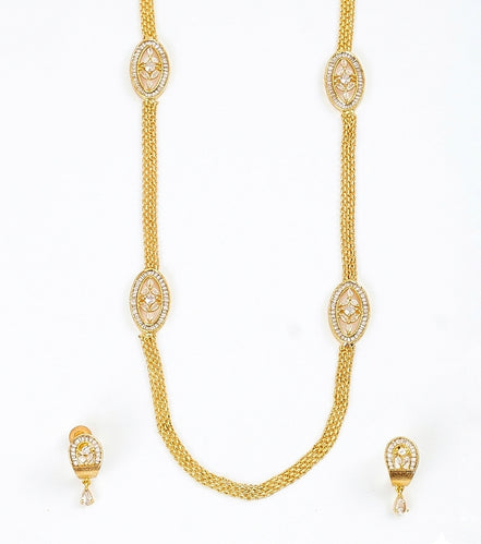 Gloomered Oval Gold Plated Necklace Set
