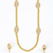 Gloomered Oval Gold Plated Necklace Set