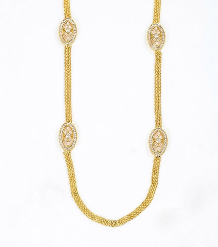 Gloomered Oval Gold Plated Necklace Set