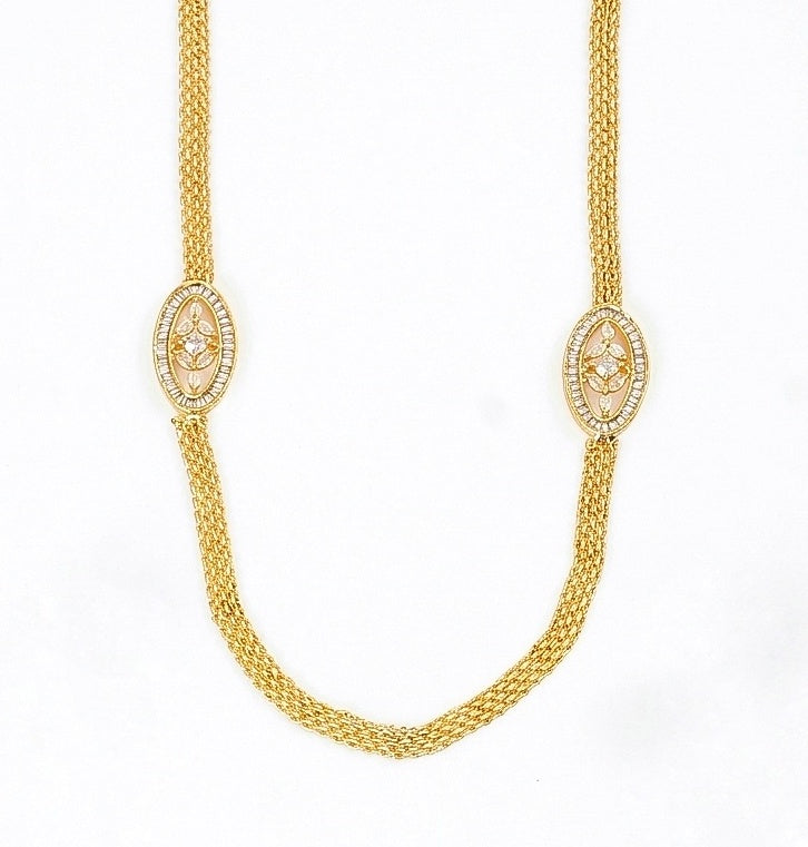Gloomered Oval Gold Plated Necklace Set