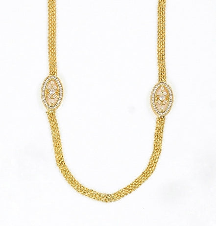 Gloomered Oval Gold Plated Necklace Set