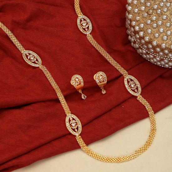 Gloomered Oval Gold Plated Necklace Set
