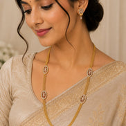 Gloomered Oval Gold Plated Necklace Set