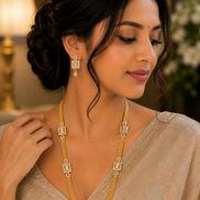 Leaflet Bridged Gold Plated Necklace Set