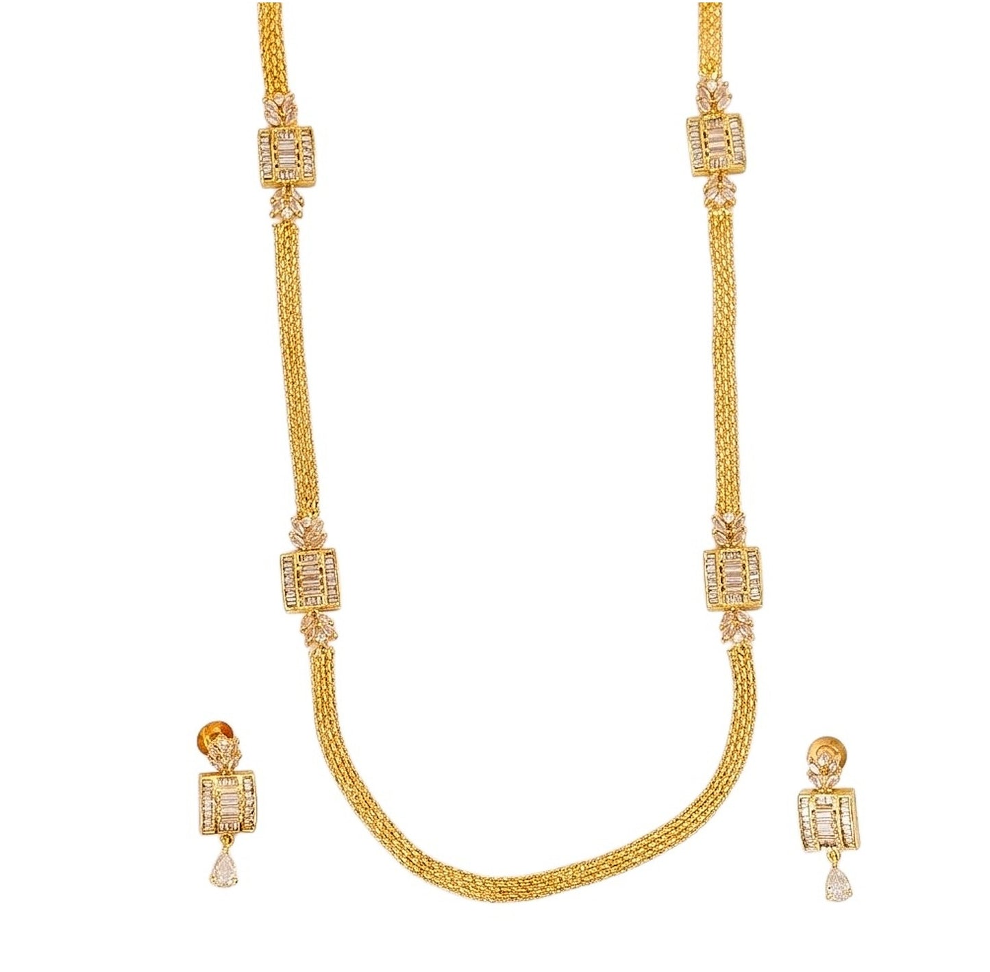 Leaflet Bridged Gold Plated Necklace Set
