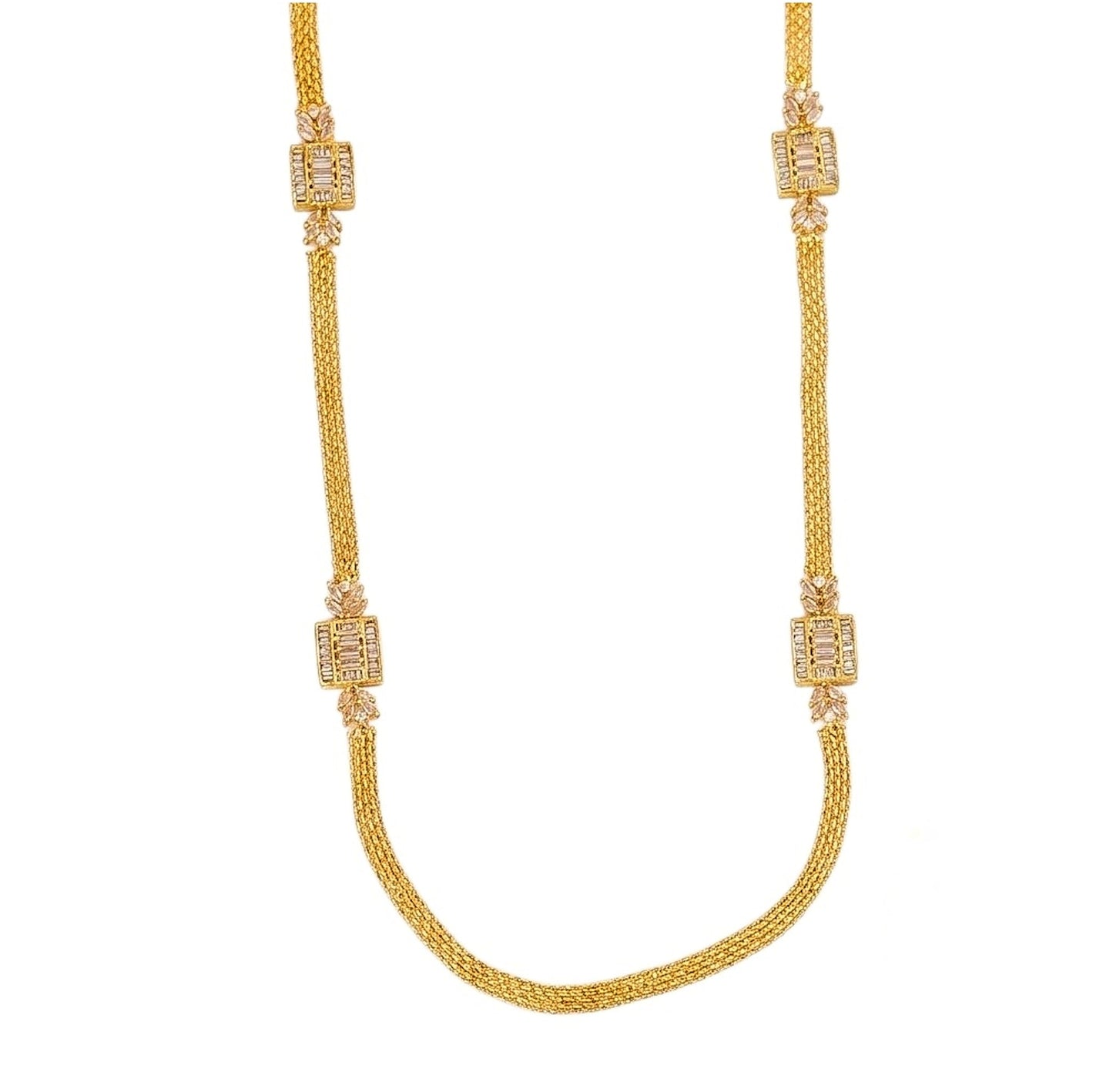 Leaflet Bridged Gold Plated Necklace Set