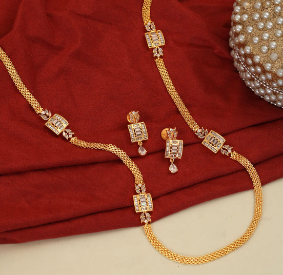 Leaflet Bridged Gold Plated Necklace Set