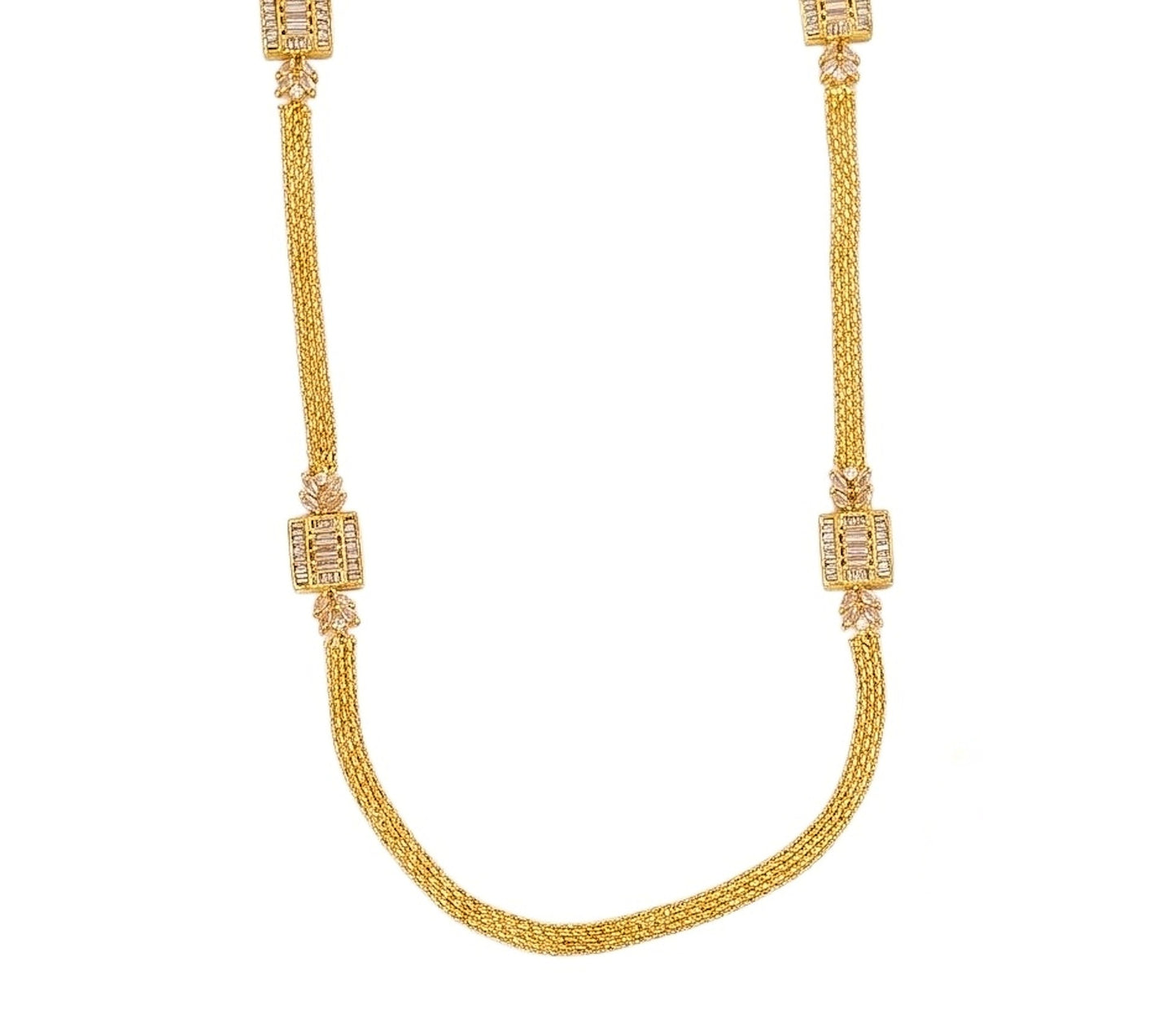 Leaflet Bridged Gold Plated Necklace Set