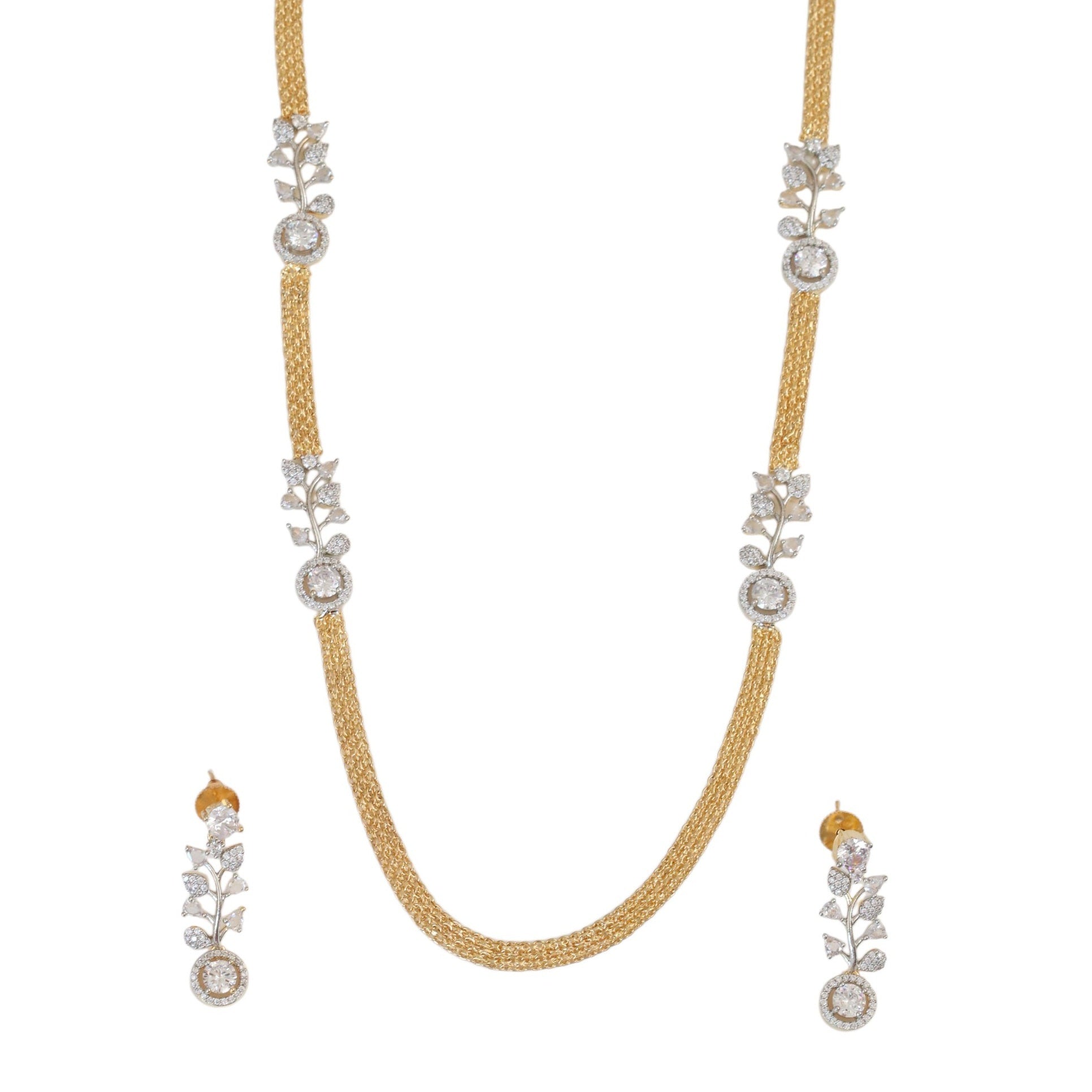Leaflet Gold Silver Plated Necklace Set