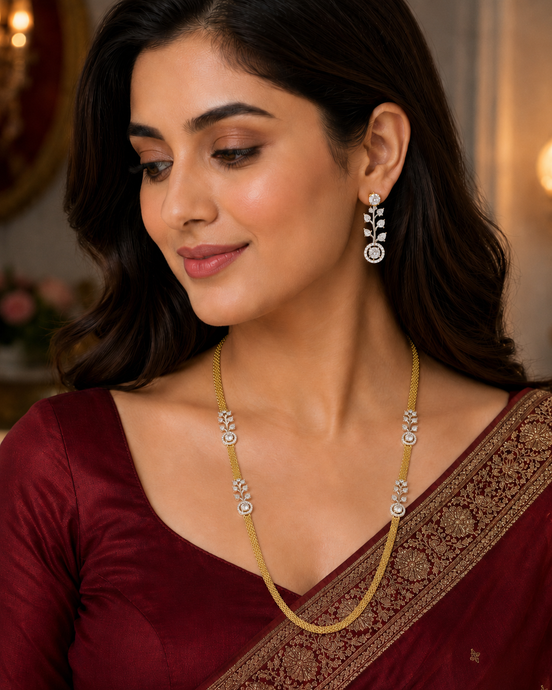 Leaflet Gold Silver Plated Necklace Set