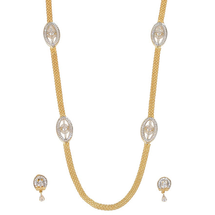 Gloomered Oval Gold Silver Plated Necklace Set
