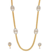 Gloomered Oval Gold Silver Plated Necklace Set