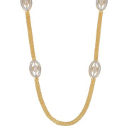 Gloomered Oval Gold Silver Plated Necklace Set
