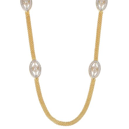 Gloomered Oval Gold Silver Plated Necklace Set