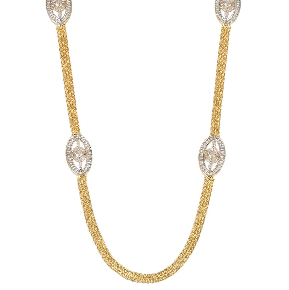 Gloomered Oval Gold Silver Plated Necklace Set
