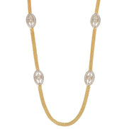 Gloomered Oval Gold Silver Plated Necklace Set