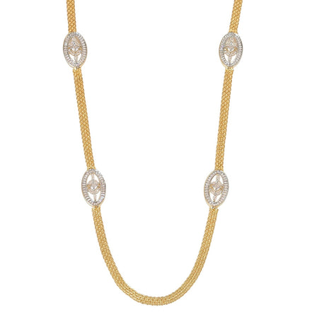 Gloomered Oval Gold Silver Plated Necklace Set