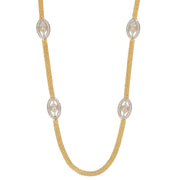 Gloomered Oval Gold Silver Plated Necklace Set