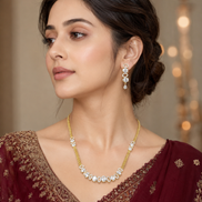 Elegant Gold Silver Plated Necklace Set