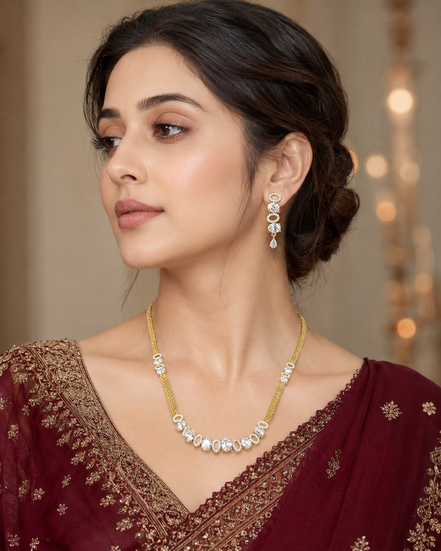 Elegant Gold Silver Plated Necklace Set
