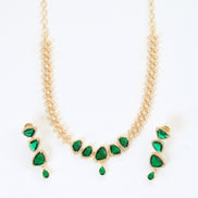 Elegant Stoned Gold Plated Necklace Set