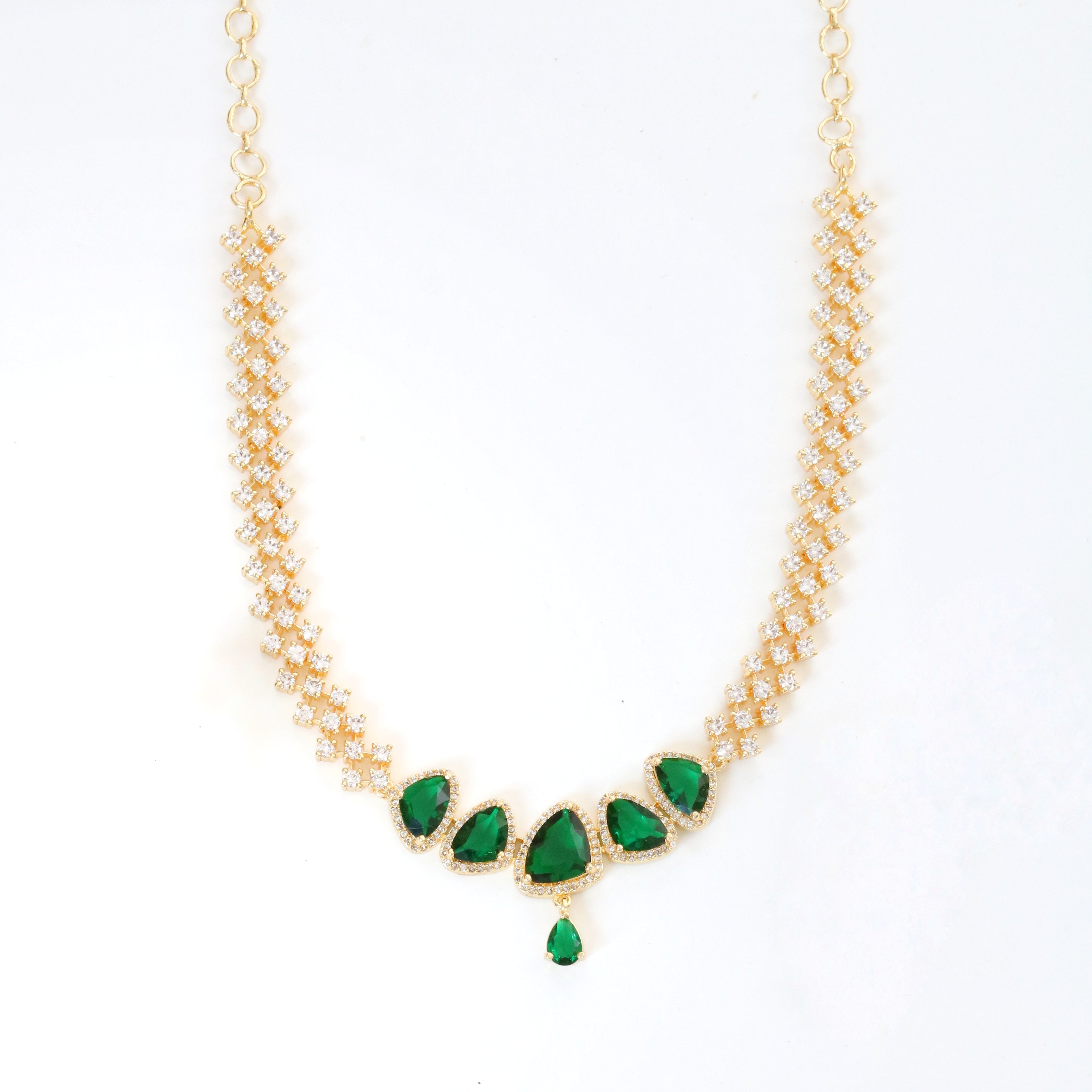Elegant Stoned Gold Plated Necklace Set