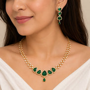 Elegant Stoned Gold Plated Necklace Set