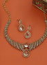 Zig Zag Curved Mehendi Plated Necklace Set with Earrings