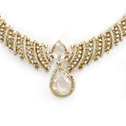 Zig Zag Curved Mehendi Plated Necklace Set with Earrings