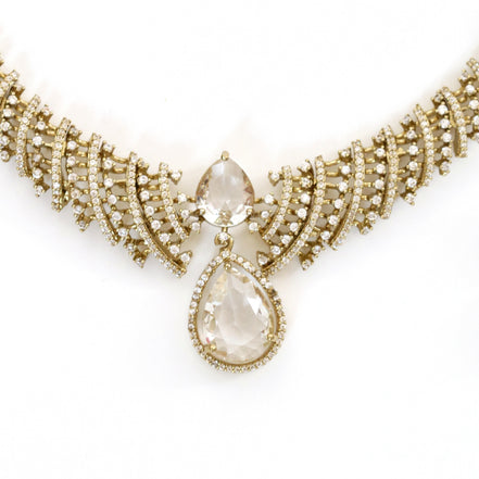 Zig Zag Curved Mehendi Plated Necklace Set with Earrings