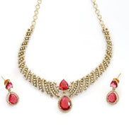 Zig Zag Curved Mehendi Plated Necklace Set with Earrings