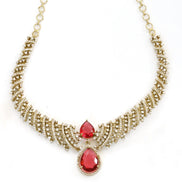 Zig Zag Curved Mehendi Plated Necklace Set with Earrings