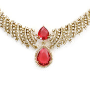 Zig Zag Curved Mehendi Plated Necklace Set with Earrings